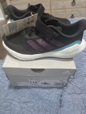 Sz 11K New With BOX Adidas Kids' Black & Purple Bounce Running Shoes